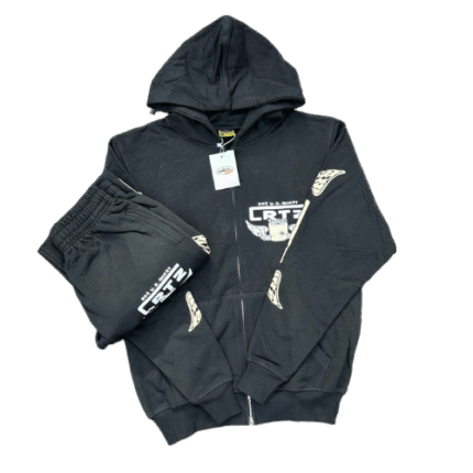 Corteiz Gasolina Black Zip-Up Tracksuit