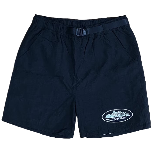 Corteiz Nylon Litework Shorts in Navy Blue Corteiz Nylon Litework Shorts in Navy Blue