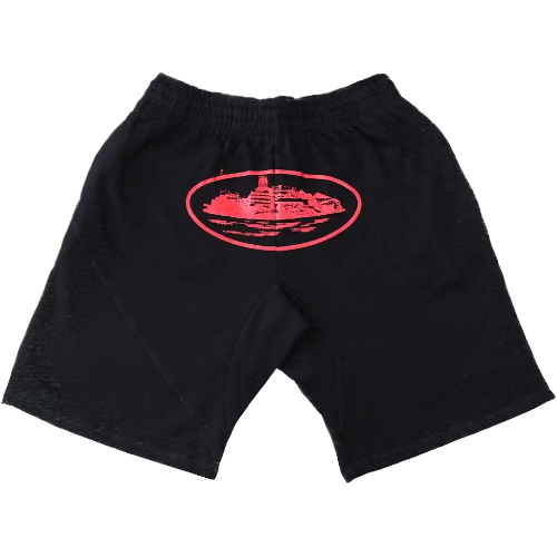 Corteiz Alcatraz Shorts in Black/Red Corteiz Alcatraz Shorts in Black/Red