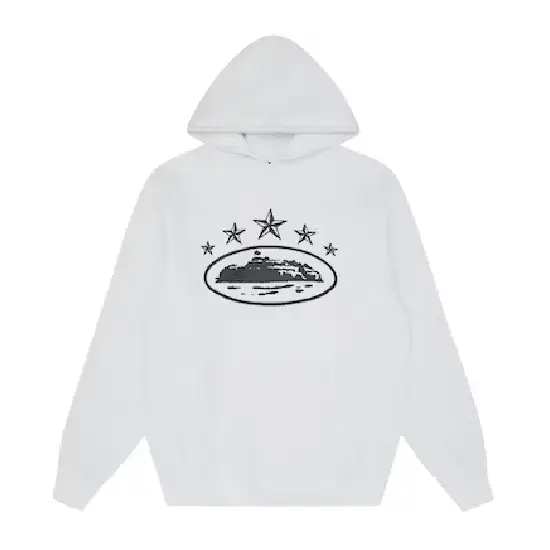 Corteiz 5 Starz Alcatraz Hoodie White Corteiz 5 Starz Alcatraz Hoodie White