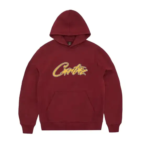 Corteiz Satin Applique Allstarz Hoodie Maroon Corteiz Satin Applique Allstarz Hoodie Maroon