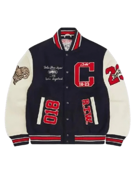 Corteiz Goat Varsity Jacket Navy