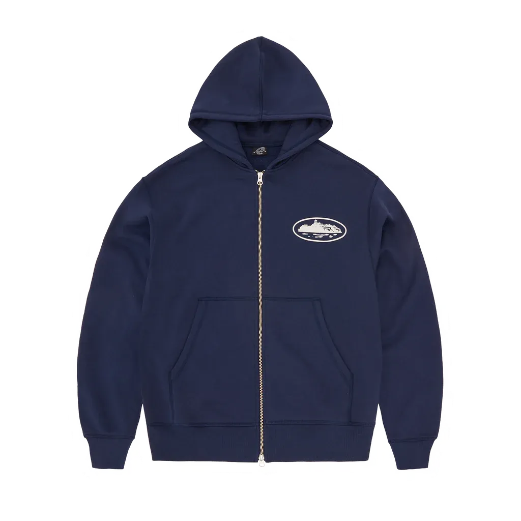 Island Puff Print Corteiz Zip Hoodie NAVY Island Puff Print Corteiz Zip Hoodie NAVY