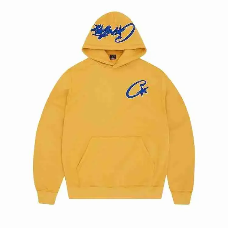 Corteiz Satin C Star Appliqué Hoodie Mustard Corteiz Satin C Star Appliqué Hoodie Mustard
